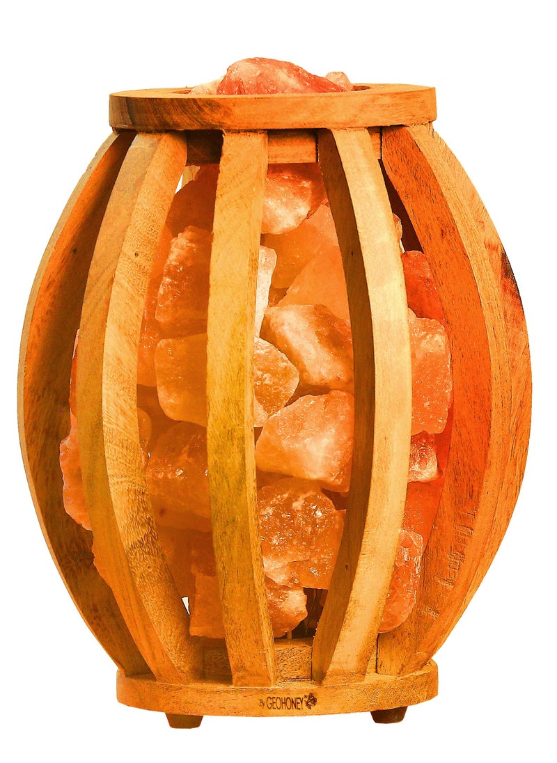 GEOHONEY - Geohoney - Himalayan Salt Lamp in Wooden Basket - Image 1