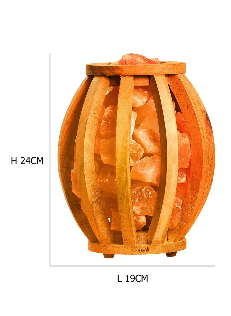 GEOHONEY - Geohoney - Himalayan Salt Lamp in Wooden Basket - Image 1