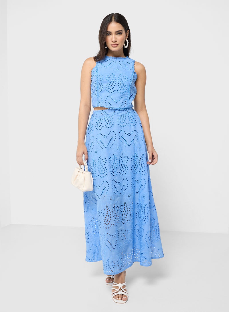 ايلا طقم بلوزة بدون أكمام وتنورة برباط - Image 1