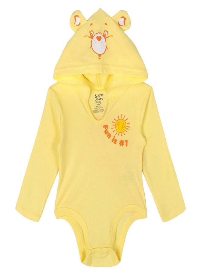 Care Bears Newborn Baby Girls 3 Pack Hooded Cosplay Bodysuits Pink/Yellow/Purple 0-3 Months - Image 4