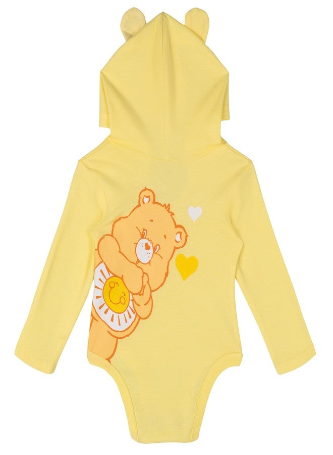 Care Bears Newborn Baby Girls 3 Pack Hooded Cosplay Bodysuits Pink/Yellow/Purple 0-3 Months - Image 5