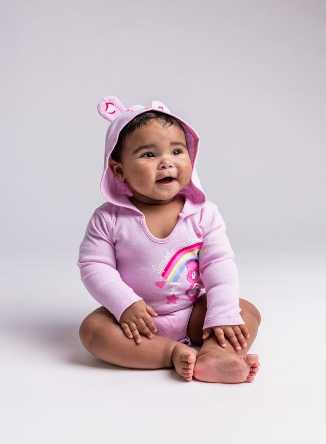 Care Bears Newborn Baby Girls 3 Pack Hooded Cosplay Bodysuits Pink/Yellow/Purple 0-3 Months - Image 2