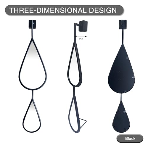 BAODANFU Wall Mirrors Decorative Black Metal Frame Tear Drop Mirrors for Wall of Entryway, Dining Living Room, Bedroom, Over Fireplace, Mantle Wall Decor(Black, 5-Pack) - Image 4