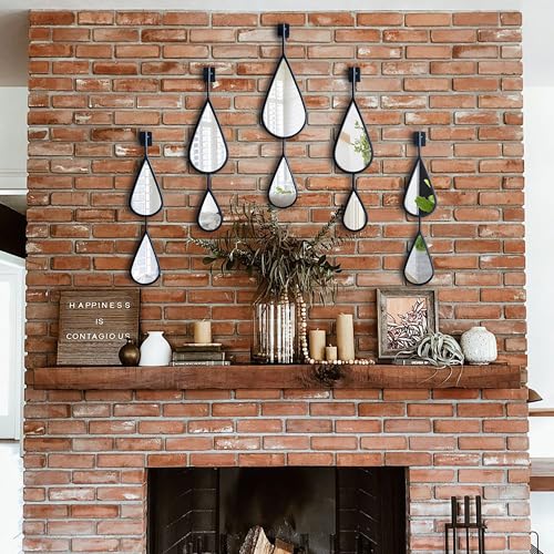 BAODANFU Wall Mirrors Decorative Black Metal Frame Tear Drop Mirrors for Wall of Entryway, Dining Living Room, Bedroom, Over Fireplace, Mantle Wall Decor(Black, 5-Pack) - Image 2