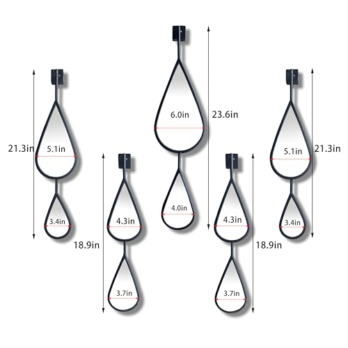 BAODANFU Wall Mirrors Decorative Black Metal Frame Tear Drop Mirrors for Wall of Entryway, Dining Living Room, Bedroom, Over Fireplace, Mantle Wall Decor(Black, 5-Pack) - Image 5