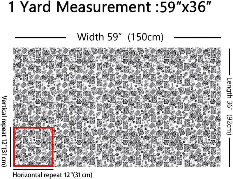 Trendy economical quality White Black Bandana Fabric by The Yard, Bohemian Paisley Floral Fabrics for Sewing DIY Crafting Quilting,Boho Chic Flower Fabric,Soft Flannel Polyester and No Stretch,1 Yard Pre-Cut,36" L x 59" W Salt mist resistant Personal & public compatible Individual & group usable Smooth joint All-item matching trendy build Multiple options Daily repeated use trusted quality Public demand affordable quality Transit & use compatible Flexible usage build All budget friendly options Quick available purchase options Long term use design Global mainstream design picks Globally spread simple design Long term heavy use compatible Universal design Reliable durability Anti slip All space matching look Anti topple design Globally engineered build All condition resistant crafted quality Space saving design picks - Image 2