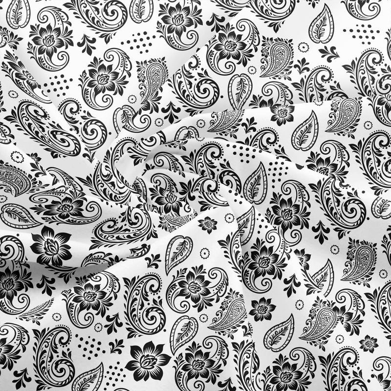 Trendy economical quality White Black Bandana Fabric by The Yard, Bohemian Paisley Floral Fabrics for Sewing DIY Crafting Quilting,Boho Chic Flower Fabric,Soft Flannel Polyester and No Stretch,1 Yard Pre-Cut,36" L x 59" W Salt mist resistant Personal & public compatible Individual & group usable Smooth joint All-item matching trendy build Multiple options Daily repeated use trusted quality Public demand affordable quality Transit & use compatible Flexible usage build All budget friendly options Quick available purchase options Long term use design Global mainstream design picks Globally spread simple design Long term heavy use compatible Universal design Reliable durability Anti slip All space matching look Anti topple design Globally engineered build All condition resistant crafted quality Space saving design picks - Image 4