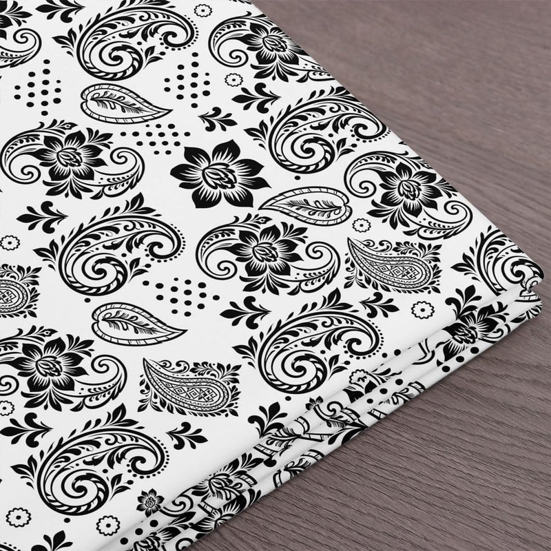 Trendy economical quality White Black Bandana Fabric by The Yard, Bohemian Paisley Floral Fabrics for Sewing DIY Crafting Quilting,Boho Chic Flower Fabric,Soft Flannel Polyester and No Stretch,1 Yard Pre-Cut,36" L x 59" W Salt mist resistant Personal & public compatible Individual & group usable Smooth joint All-item matching trendy build Multiple options Daily repeated use trusted quality Public demand affordable quality Transit & use compatible Flexible usage build All budget friendly options Quick available purchase options Long term use design Global mainstream design picks Globally spread simple design Long term heavy use compatible Universal design Reliable durability Anti slip All space matching look Anti topple design Globally engineered build All condition resistant crafted quality Space saving design picks - Image 5