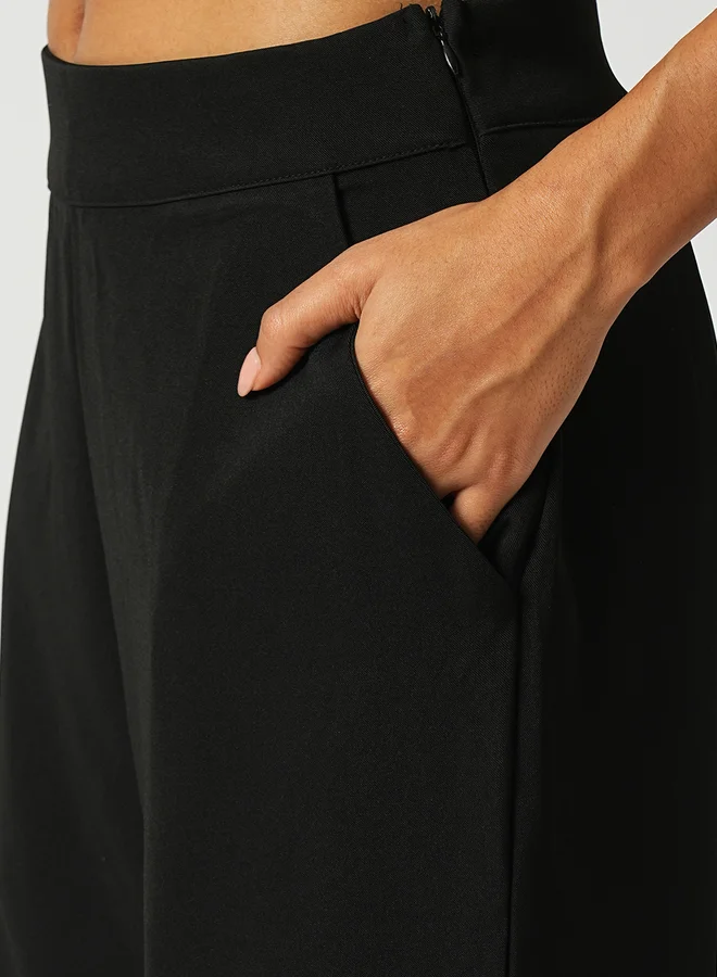 globus Globus Women Black Cross Strap Back Crop Top and Trousers Co-Ords