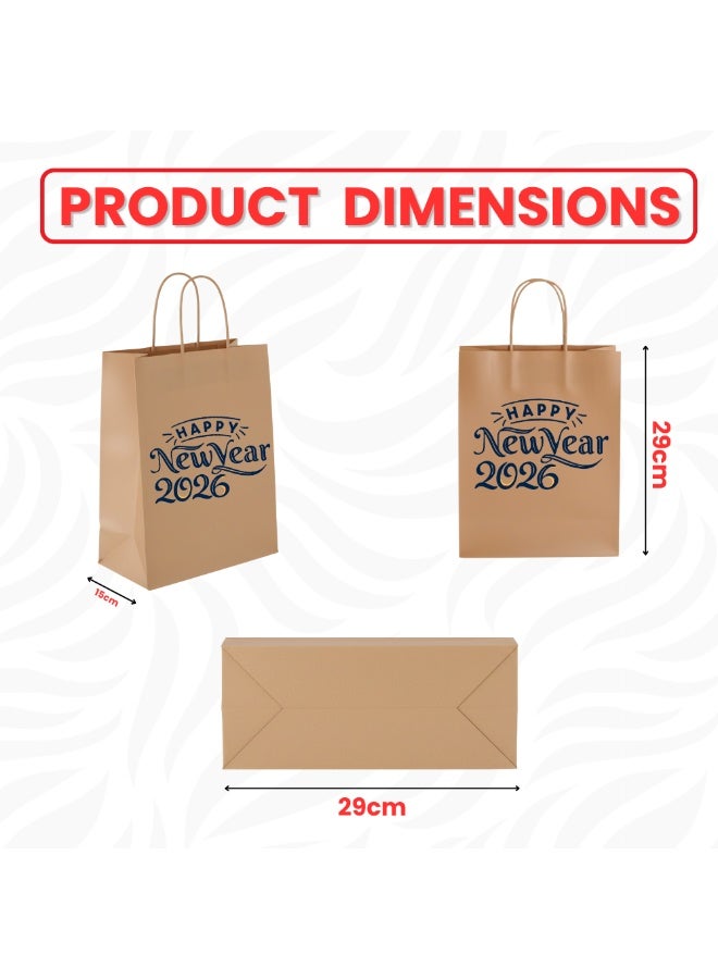 PRINTSHOP4ME A4 Kraft Paper Bags With Happy New Year Design-New Year With Eco-Friendly Gift Giving-Kraft Paper Bags With Cheers-Reusable Kraft Bags - Image 3