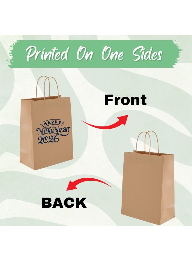 PRINTSHOP4ME A4 Kraft Paper Bags With Happy New Year Design-New Year With Eco-Friendly Gift Giving-Kraft Paper Bags With Cheers-Reusable Kraft Bags - Image 2