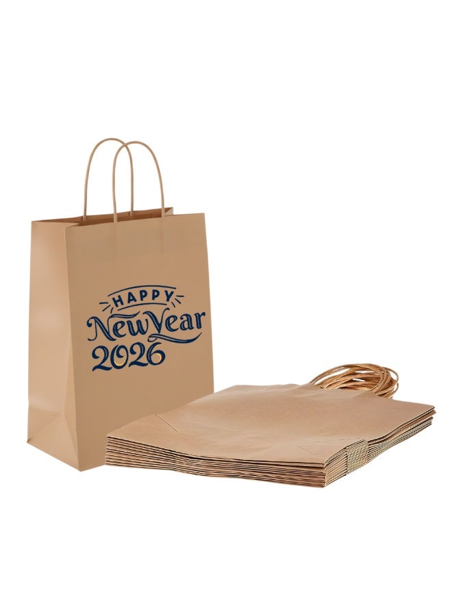 PRINTSHOP4ME A4 Kraft Paper Bags With Happy New Year Design-New Year With Eco-Friendly Gift Giving-Kraft Paper Bags With Cheers-Reusable Kraft Bags - Image 1