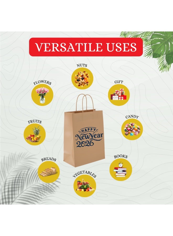 PRINTSHOP4ME A4 Kraft Paper Bags With Happy New Year Design-New Year With Eco-Friendly Gift Giving-Kraft Paper Bags With Cheers-Reusable Kraft Bags - Image 4