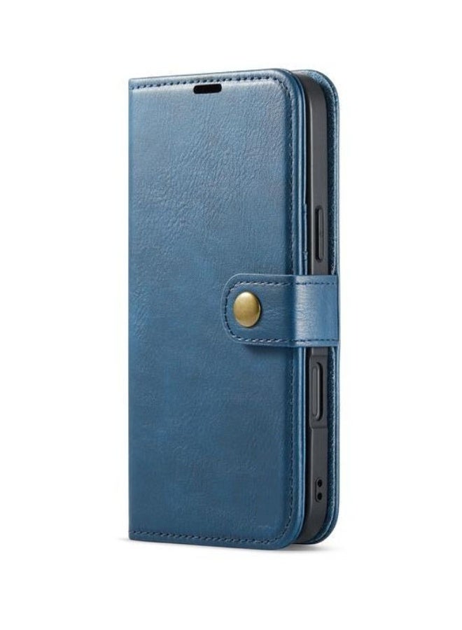 Case For iPhone 16 Crazy Horse Texture Detachable Magnetic Leather Phone Case (Blue) - Image 3