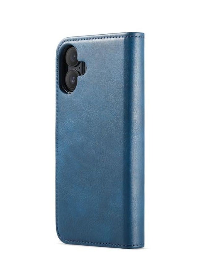 Case For iPhone 16 Crazy Horse Texture Detachable Magnetic Leather Phone Case (Blue) - Image 2