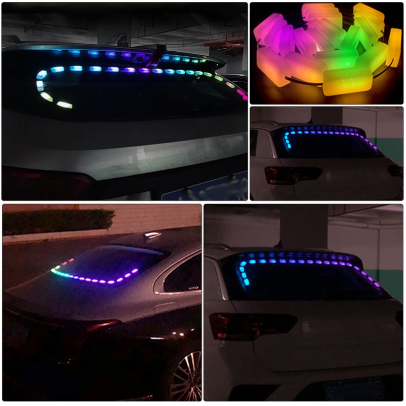 Interior  Car Led Lights APP Control with Remote Music Sync Color Change RGB Rear window Car Lighting with Car Charger 12V - Image 3