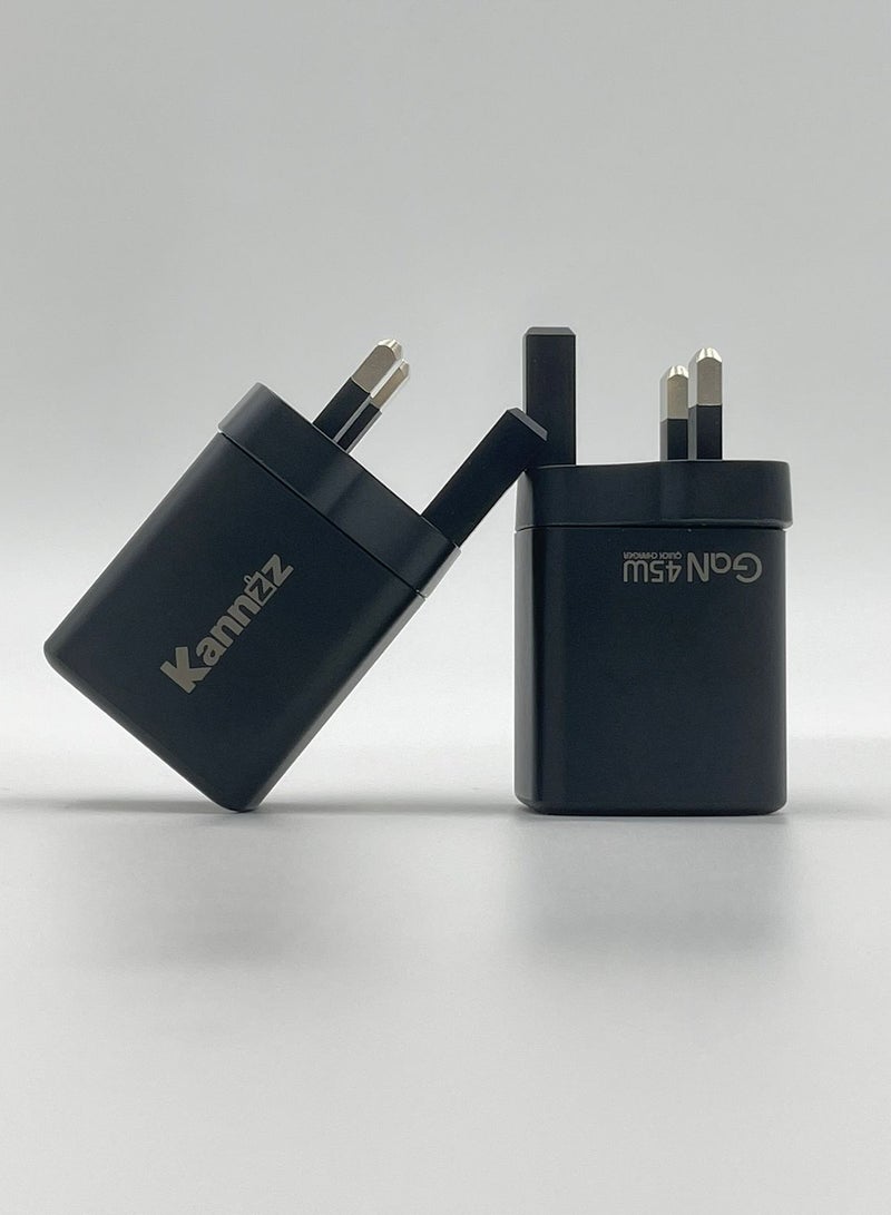 Kannzz 45w PD Charger 2 in 1 Dual Ports Phone Charger Adapter - Image 1