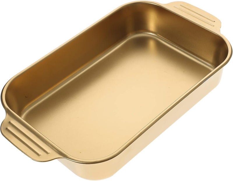 Yopple Golden Stainless Steel Deep Dish Grill Pan Food Serving Tray Steamer Plate Buffet Warmer Snack Storage Tray Multipurpose Camping Kitchen Use - Image 1