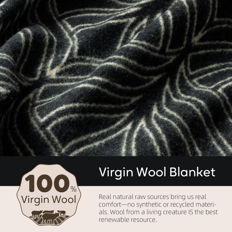 Molithe 100% Wool Blanket, 62" x 86", Warm, Thick, Washable, Military Wool Blanket, Great for Camping, Outdoors, Sporting Events, Survival Kits Island Blue - Image 4