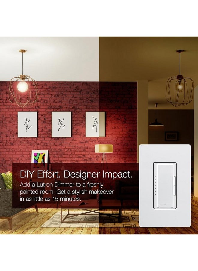 LUTRON Lutron Maestro LED+ Dimmer Switch for Dimmable LED, Halogen and Incandescent Bulbs, 150W/Single-Pole or Multi-Location, MACL-153M-LA, Light Almond  - Image 3