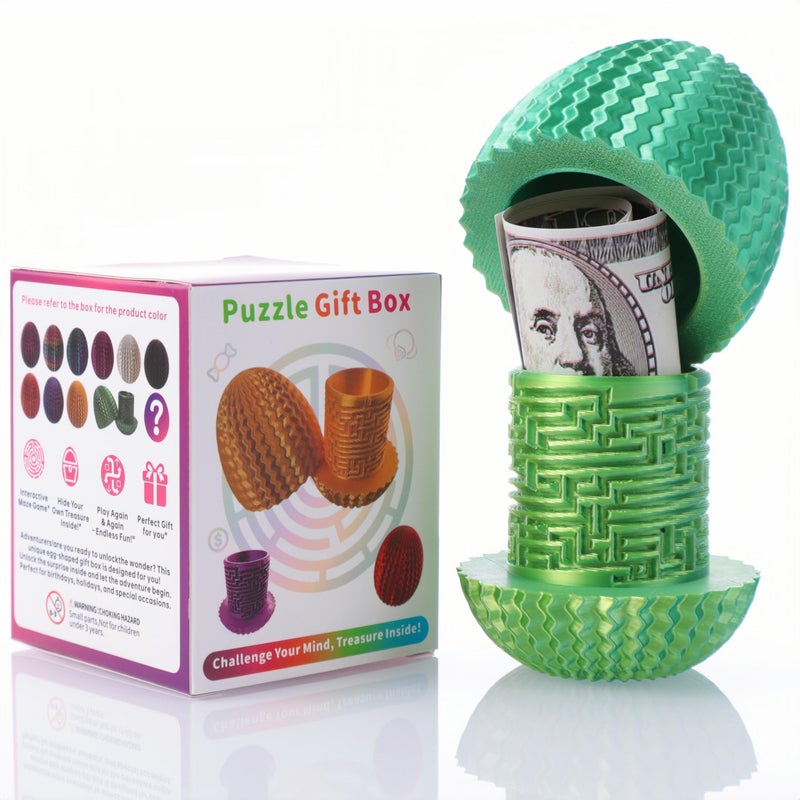 Yonaso Easter Egg Style Cash Gift Idea - Easter Egg Shaped Puzzle Box with Hidden Compartment, Reusable Treasure Gift Box for Adults Teens for Christmas Halloween Birthday Party - Image 1