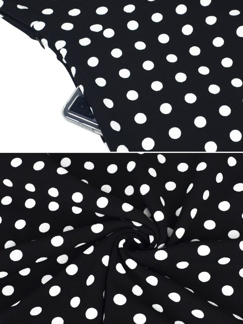 Mokayee Polka Dot Dress for Women Summer Short Puff Sleeve V Neck Vintage Semi-Formal A Line Fit and Flare Retro Cocktail Modest Teacher Flattering Business Casual Work Derby Dresses XL - Image 3