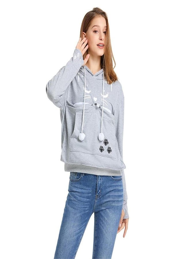 ALYC Unisex Hoodies Pet Holder Cat Dog Kangaroo Pouch Carriers Pullover with Cat Printing Sweatshirt (Light Grey, XXXXL) ?? - Image 1