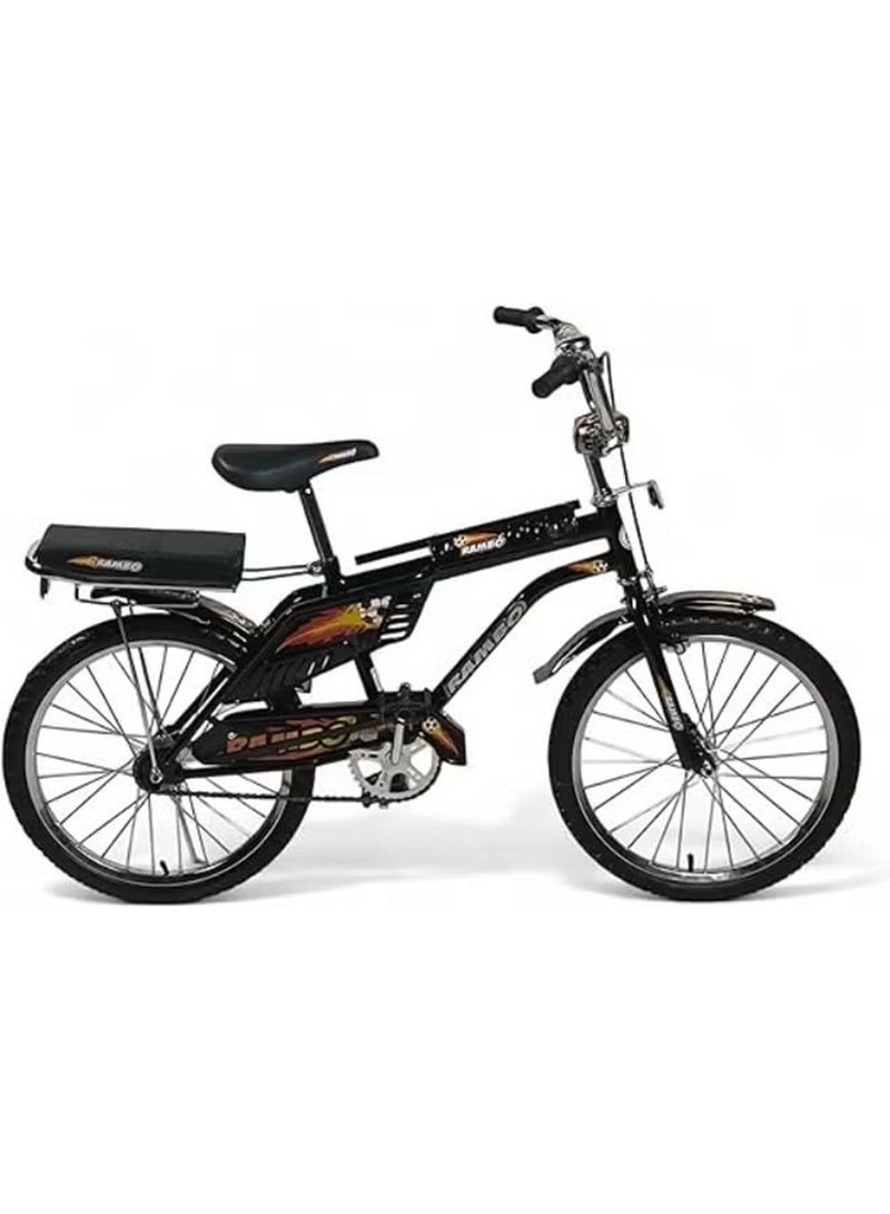 Rambo 20 Inch Bicycle, Dual Seat Kids Bike with Rear Passenger Seat, Steel Frame, Front Bell, Strong Brakes, Kickstand and Anti Slip Pedals, Lightweight Portable Bike, Durable Ride - Image 1