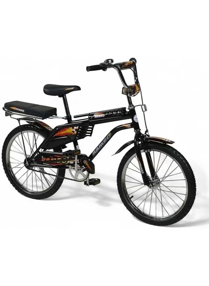 Rambo 20 Inch Bicycle, Dual Seat Kids Bike with Rear Passenger Seat, Steel Frame, Front Bell, Strong Brakes, Kickstand and Anti Slip Pedals, Lightweight Portable Bike, Durable Ride - Image 2