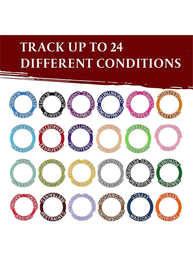 lynx DND Miniatures Condition Markers - 96 Rings to Track 24 Different Status & Spell Effects for RPG/DND Minis Like Dungeons and Dragons 5th Edition & Pathfinder Perfect DnD Gifts & D&D Accessories Tokens - Image 2
