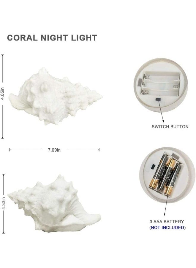 YINZUO YINZUO Conch Shell Night Light Battery Operated Resin Beach Lamp LED Nautical Lighting for Bedroom, Kids Room, Nightstand  - Image 4