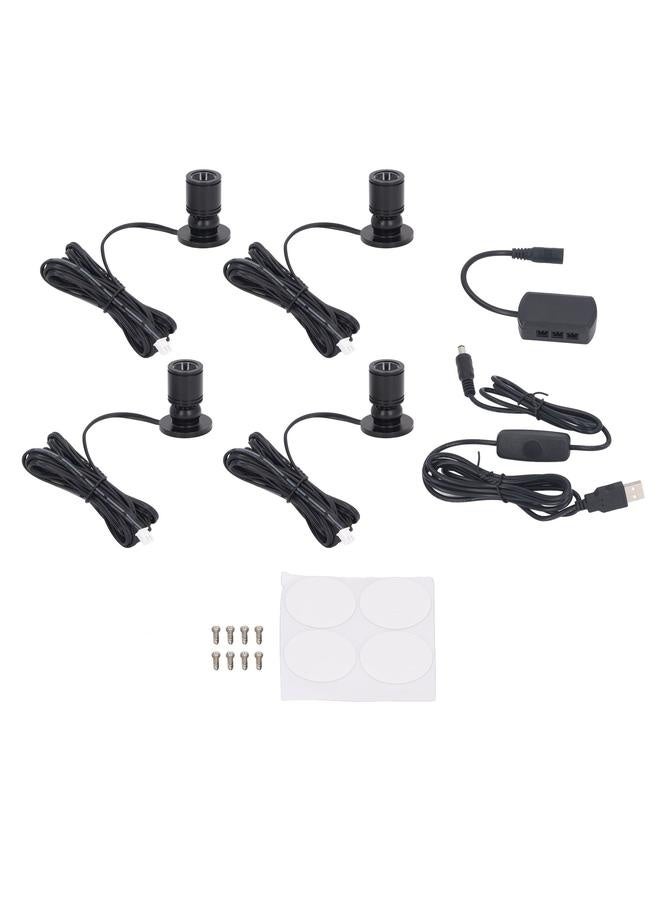 NIBEMINENT 4pcs LED Display Spot Lights 5V Dimmable USB Mini Spotlight for Jewelry Showcase Porch Entryway Black Natural Light  - Image 1
