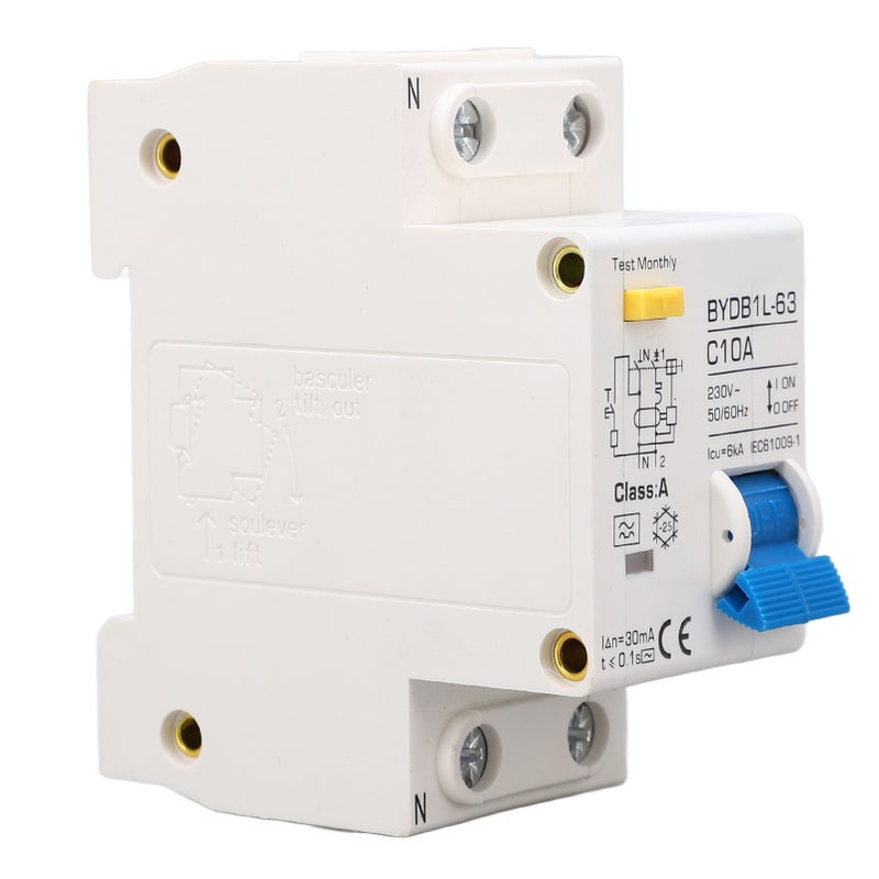 Circuit Breaker 1P+N Leakage Protection Switch 10A 230V AC DIN Rail MCB for Home - Image 5