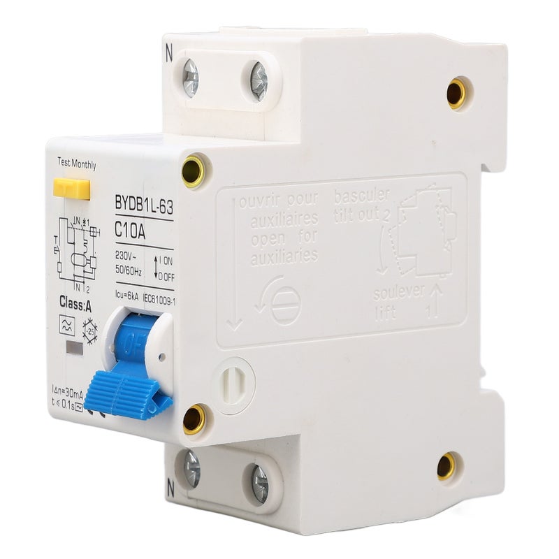 Circuit Breaker 1P+N Leakage Protection Switch 10A 230V AC DIN Rail MCB for Home - Image 3