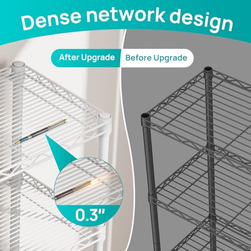SINGAYE 6 Shelves Storage Shelf Wire Closet Bathroom Organizers Metal Pantry Kitchen Small Garage Shelving Unit Laundry Room Organization Home Corner Rack Estantes para Cocina White 10" Dx16 Wx60”H - Image 3