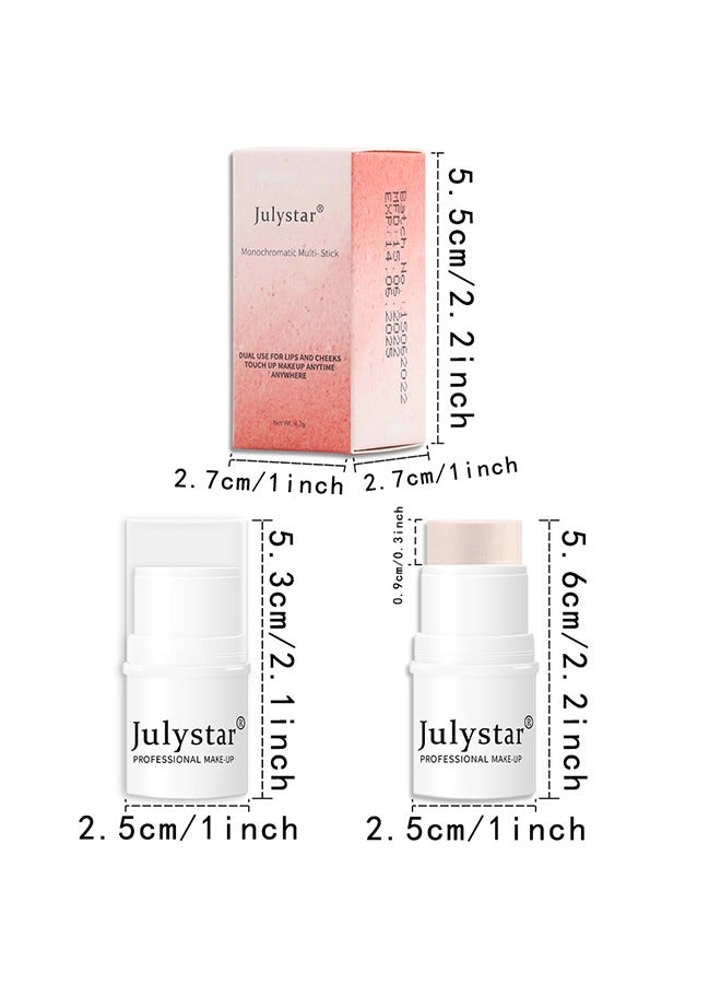 Julystar Monochromatic Multi Stick,Dual Use For Lips and Cheeks ,Long-Wearing,Natural-Looking Face Foundation Bright Peach Blusher for Daily Wear 3D Wonder Stick (#04) - Image 4