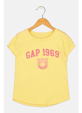 Kids Girl Brand Logo Top, Mustard
