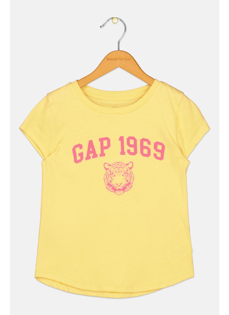 GAP - Kids Girl Brand Logo Top, Mustard - Image 1