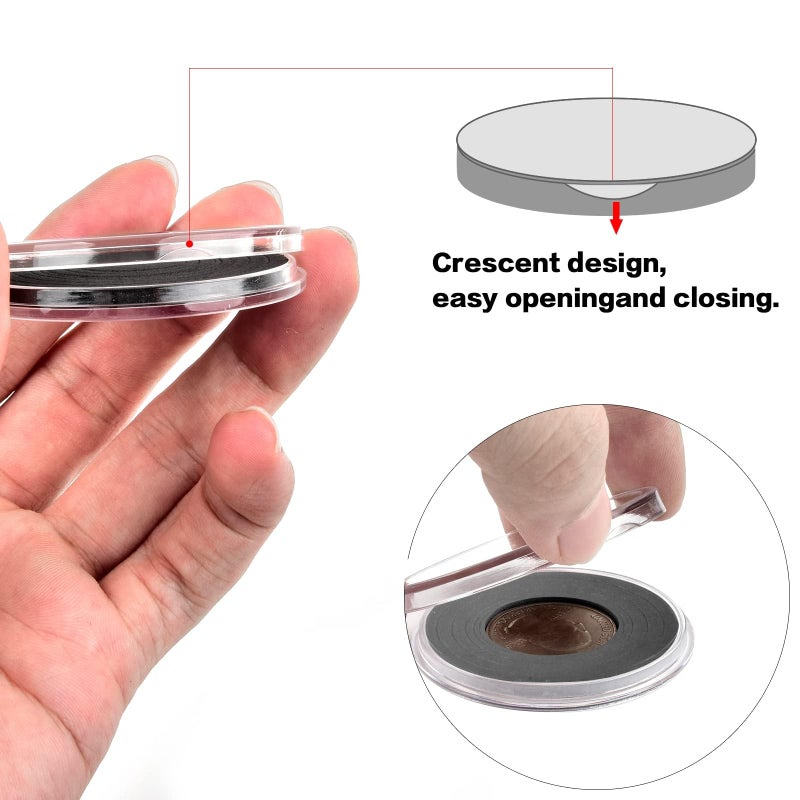 FULLCASE Coin Capsules 46mm with Foam Gasket and Plastic Storage Organizer Box, 6 Sizes (20/25/27/30/38/46 mm) Coins Collector Case Holder for Collection Supplies-168 Pieces (Grey) - Image 3