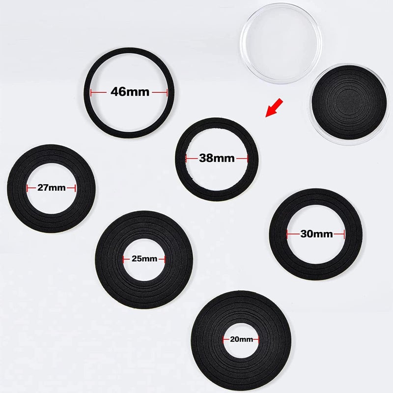 FULLCASE Coin Capsules 46mm with Foam Gasket and Plastic Storage Organizer Box, 6 Sizes (20/25/27/30/38/46 mm) Coins Collector Case Holder for Collection Supplies-168 Pieces (Grey) - Image 2