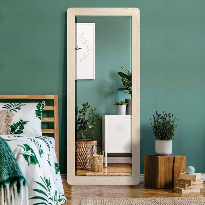 LONG SIZE ENGINEERING WOOD RECTANGULAR WALL HANGING WALL MOUNT MIRROR 15 X 40 INCH HOME DECOR ITEMS HIGHLAND PINE 15X40 INCH