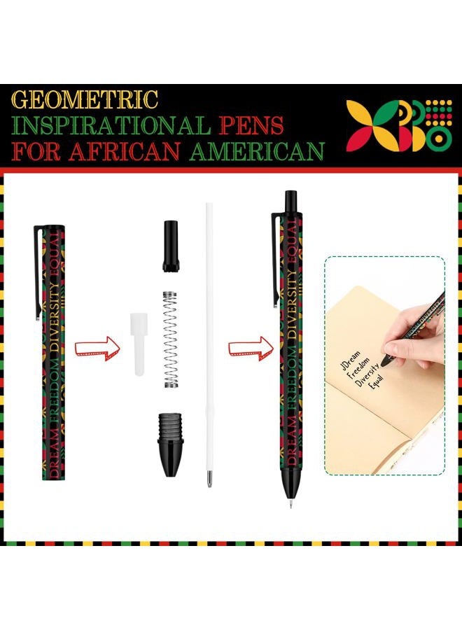 Sinload 100 Pcs Inspirational Juneteenth Day Ballpoint Pens Bulk Geometric Dream Freedom Diversity Equal Pens African American Independence 1865 Party Supplies Prizes for Student Teacher Office School - Image 3