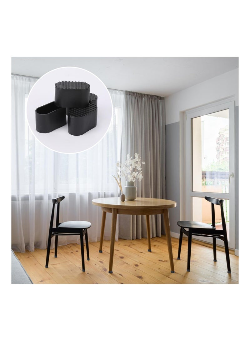 أغطية أرجل كراسي بلاستيكية بيضاوية، أغطية صغيرة لأرجل الأثاث وطاولات، واقيات أرجل الكراسي للأرضيات، أغطية أرجل الكراسي للحدائق، قياس 1.5" × 0.7" للطاولات والكراسي والبراز والمزيد (50 قطعة) (أسود) - Image 3