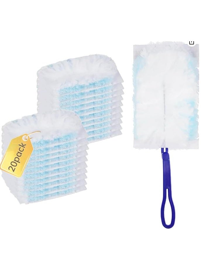20 pcs electrostatic dusters with a handle, dust magnet refill pack for dust magnet, disposable electrostatic duster kit, used for multi sided dust removal of louver fans and furniture ﻿ - Image 1
