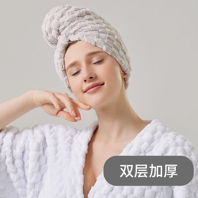 Generic Coral Fleece Hair Drying Towel Wrap CapDouble cloud velvet light gray Double cloud velvet light gray 