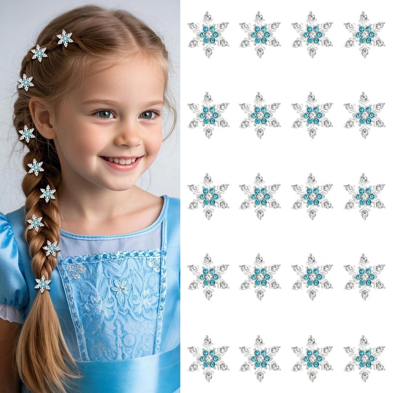 YISSION Mini Rhinestone Snowflake Hair Clips for Women & Girls - Sparkly Ice-Style Hair Accessories for Dress Up, Christmas & Party (20 Pieces) - Image 1