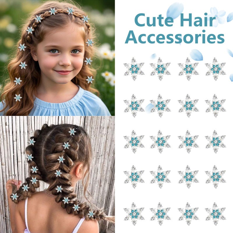 YISSION Mini Rhinestone Snowflake Hair Clips for Women & Girls - Sparkly Ice-Style Hair Accessories for Dress Up, Christmas & Party (20 Pieces) - Image 3
