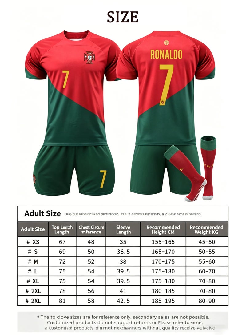Ronaldo Kids Soccer Jersey 7# Jersey Youth Kid Soccer Jerseys, T-Shirt Trunks Socks Soccer Shirt Set - Image 4
