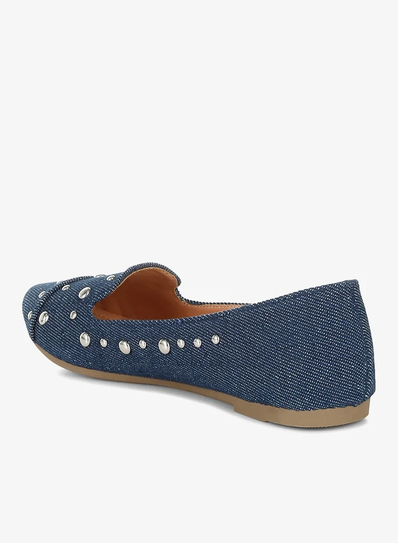 London Rag Denim Stud Emebllished Ballet Flats in Denim for Women | Best Price UAE