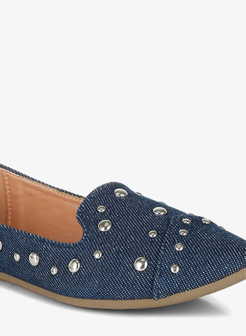 London Rag Denim Stud Emebllished Ballet Flats in Denim for Women | Best Price UAE
